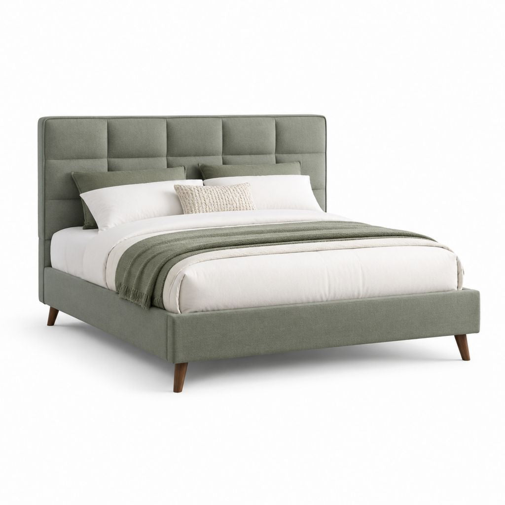 Letto matrimoniale imbottito verde in poliestere 160 x 200 cm