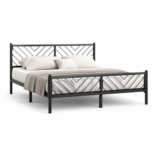Letto matrimoniale con struttura in acciaio nero rettangolare 160 x 200 cm