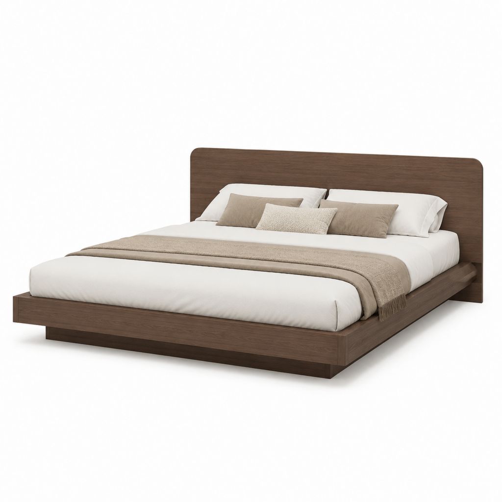 Letto matrimoniale con struttura in MDF noce scuro rettangolare 160 x 200 cm