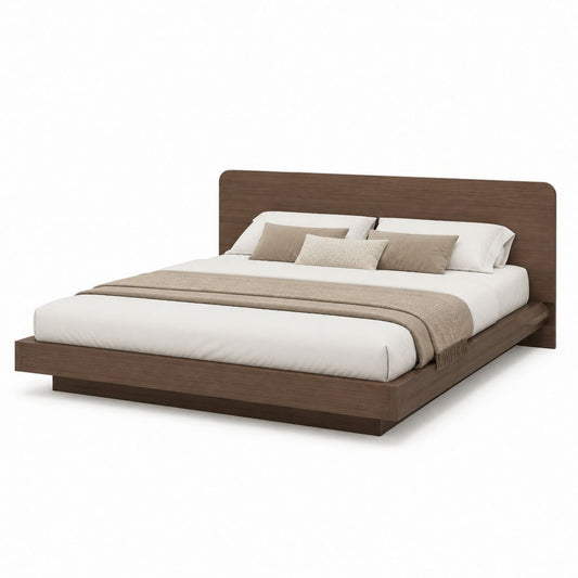 Letto matrimoniale con struttura in MDF noce scuro rettangolare 160 x 200 cm