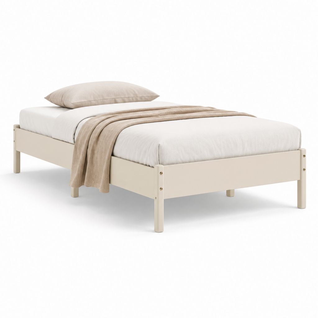 Letto singolo in legno massello beige 90 x 190 cm