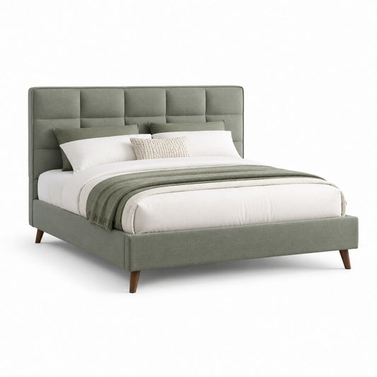 Letto matrimoniale imbottito verde in poliestere 160 x 200 cm