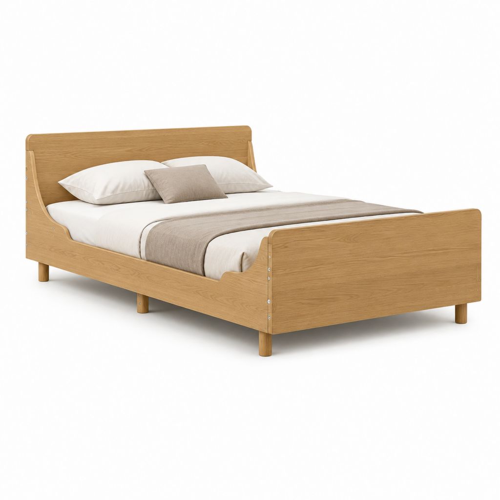 Letto matrimoniale in rovere naturale 160 x 200 cm
