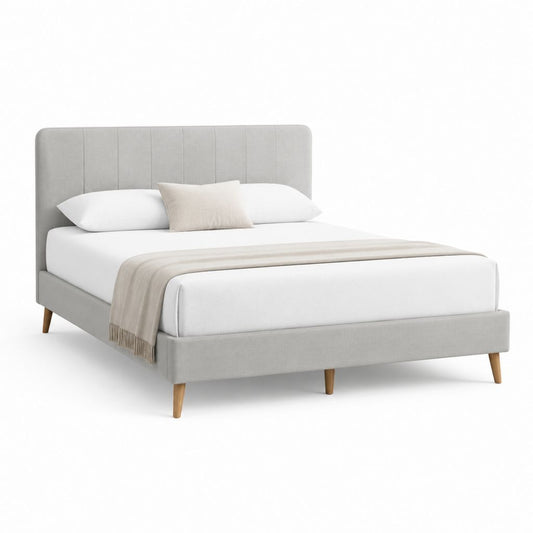 Letto matrimoniale imbottito grigio in poliestere per materasso 160 x 200 cm 166 x 217 x 105 cm